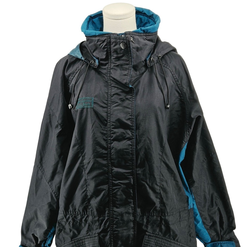 Columbia Jacket Womens M Black Parka Hooded Lined Full Zip Pockets Taffeta Nylon